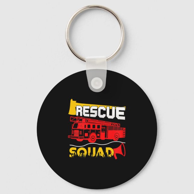Porte-clés Équipe de secours Sauveteur Cadeau de pompier Fier (Recto)