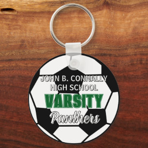 Porte-clés Équipe de soccer universitaire verte personnalisée