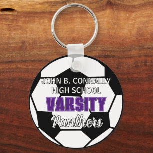 Porte-clés Équipe de soccer universitaire violet personnalisé