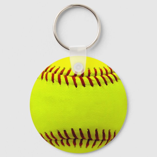 Porte-clés Équipe de softball jaune personnalisable (Recto)