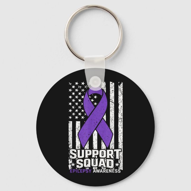 Porte-clés Équipe de soutien Drapeau Américain Violet Épileps (Recto)