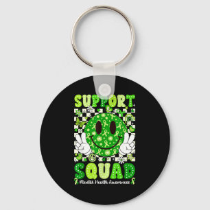 Porte-clés Équipe de soutien ruban vert de sensibilisation à 