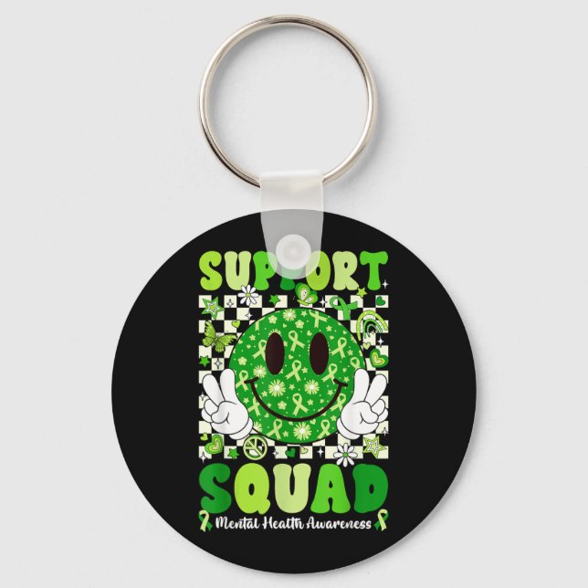 Porte-clés Équipe de soutien Ruban vert de sensibilisation à  (Recto)