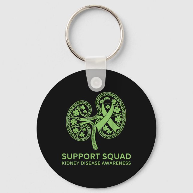 Porte-clés Équipe de soutien Ruban vert Maladie rénale (Recto)
