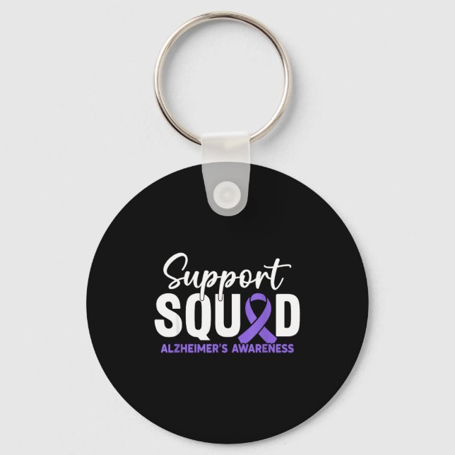 Porte-clés Équipe de soutien ruban violet sensibilisation alz (Recto)