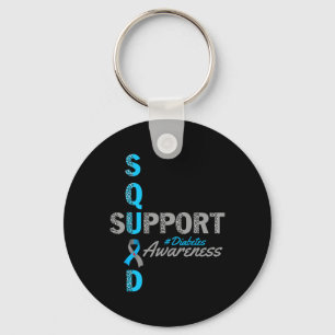 Porte-clés Équipe de soutien T1d T2d Diabetes gris bleu ruban