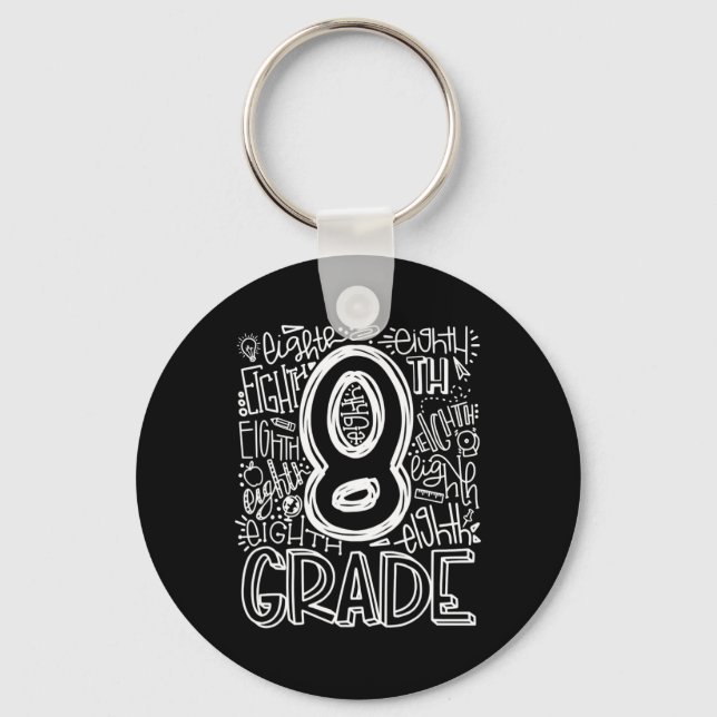 Porte-clés Équipe de typographie de 8e année Huitième année R (Recto)