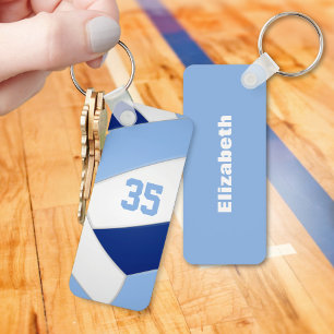 Porte-clés équipe de volley-ball bleu blanc couleurs nom des