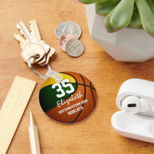 Porte-clés Équipe d'or vert couleurs garçons filles basket-ba