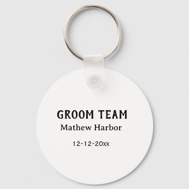 Porte-clés Équipe du marié nom du garçon d'honneur date enter (Recto)