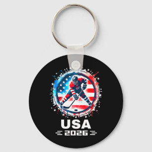 Porte-clés Équipe États-Unis 2026 Hockey Drapeau Américain Fe