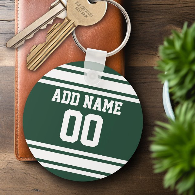 Porte-clés Équipe Jersey avec nom et numéro personnalisés (Personalized Keychain - Sports Jersey Football Theme)