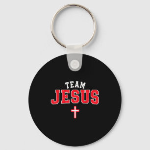 Porte-clés Équipe Jésus - Emblème de croix chrétienne drôle F