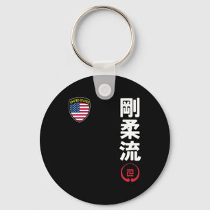 Porte-clés Équipe Karate Goju Ryu Usa Drapeau Kanji Marti jap