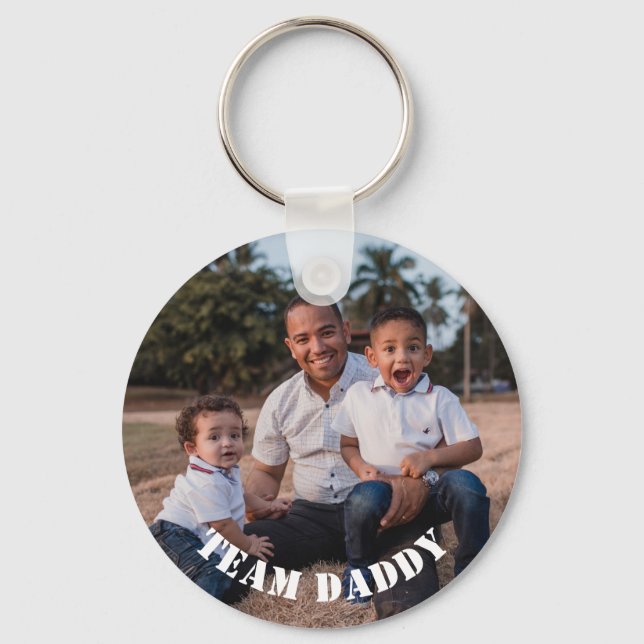 Porte-clés Équipe moderne Papa Photo personnalisée (Recto)