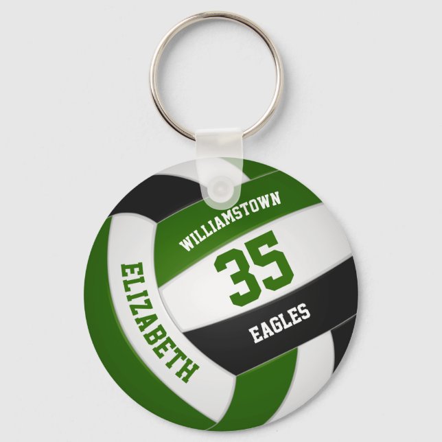 Porte-clés Équipe noire verte couleurs filles garçons volley- (Recto)