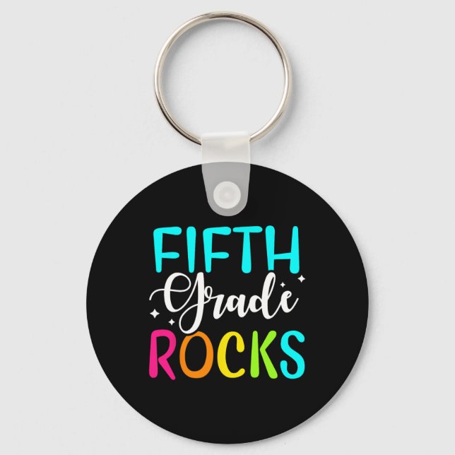 Porte-clés Équipe Rocks de 5e année Enseignant de 5e année (Recto)