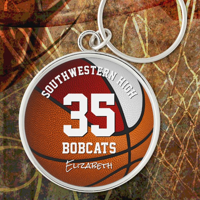 Porte-clés équipe rouge blanc couleurs filles garçons basket (Créateur téléchargé)