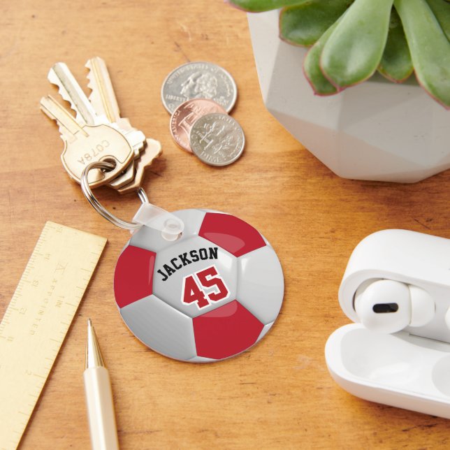 Porte-clés Équipe Rouge et Blanc Soccer ⚽ Porte - clé Ball (Bureau)