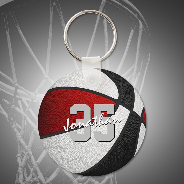 Porte-clés équipe rouge noir couleurs basket-ball fête faveur (Créateur téléchargé)