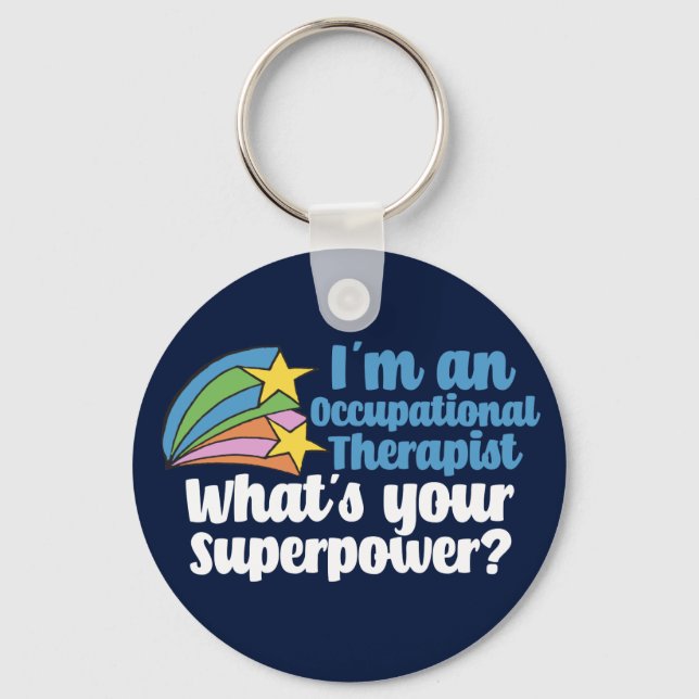 Porte-clés Ergothérapie Superhero Cute Blue OT (Recto)