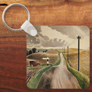Porte-clés Eric Ravilious--Paysage du Wiltshire,