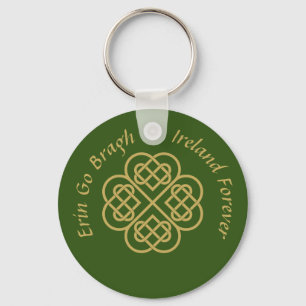 Porte-clés Erin Go Bragh Gold Celtic Shamrock
