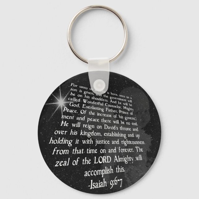 Porte-clés Ésaïe 9:6-7 Pour nous, un enfant est né - Jésus (Recto)