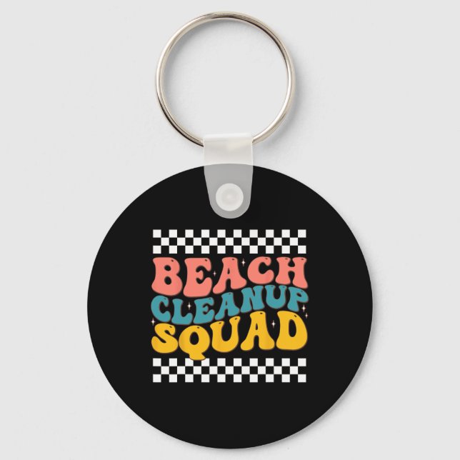 Porte-clés Escadron De Nettoyage De Plage Design Rétro Super  (Recto)