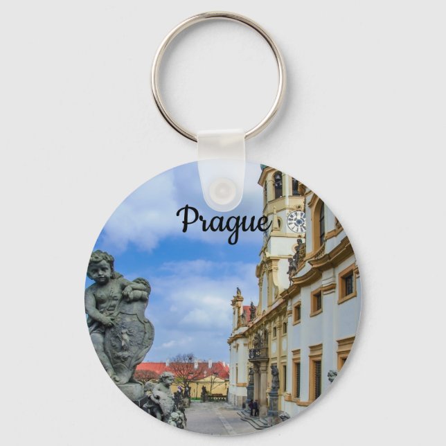 Porte-clés Escaliers avec des anges de pierre à l'église Lore (Recto)
