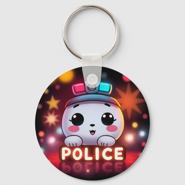 Porte-clés Escouade de police mignonne – Conception de patrou (Recto)