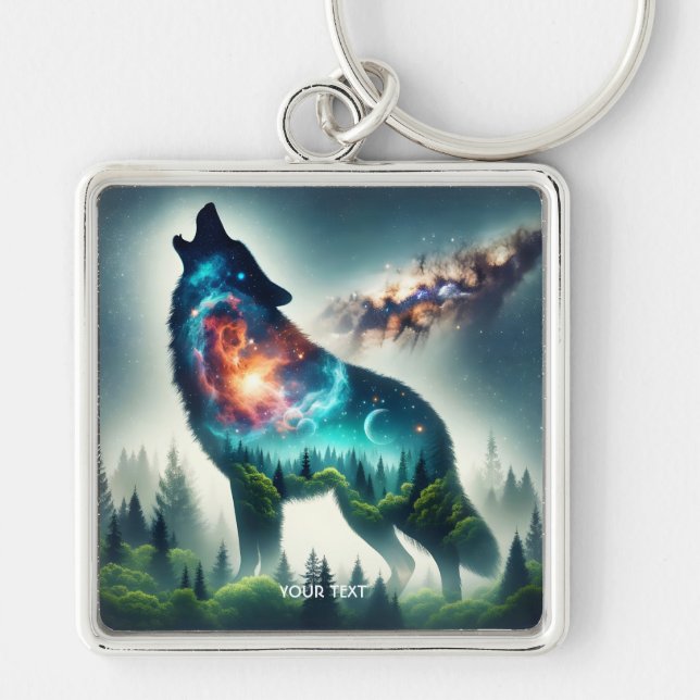 Porte-clés Espace forestier Imaginaire loup mignon (Devant)