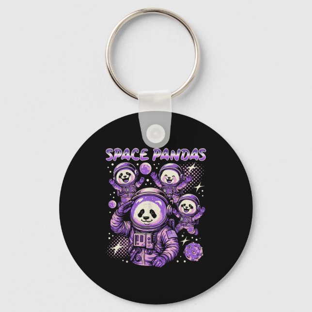 Porte-clés Espace Géant Pandas Lune Planètes Galaxie Scien (Recto)
