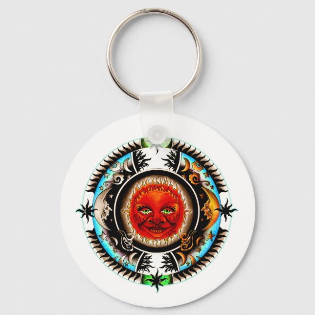 Porte-clés Espace Soleil Et Lune Mandala (Recto)