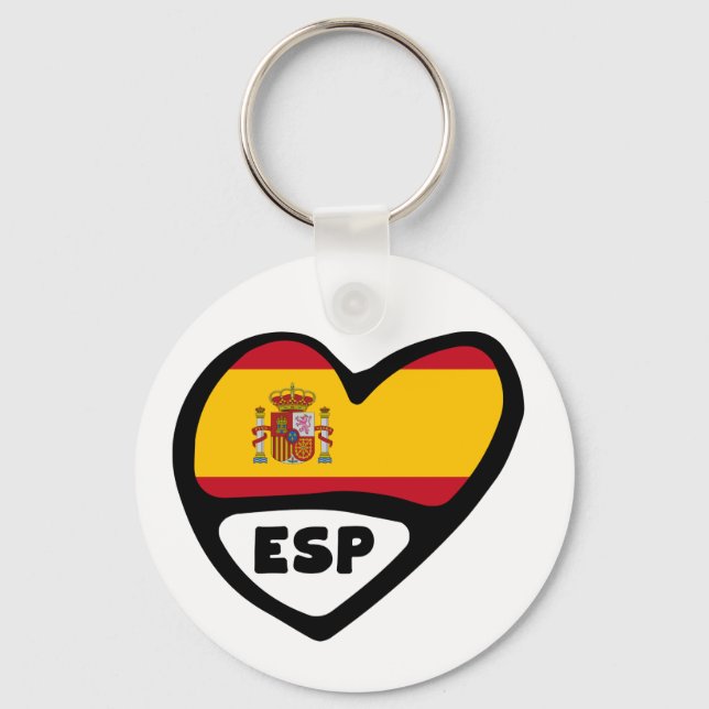 Porte-clés Espagne Code Pays Drapeau Clavier Coeur, ESP (Recto)