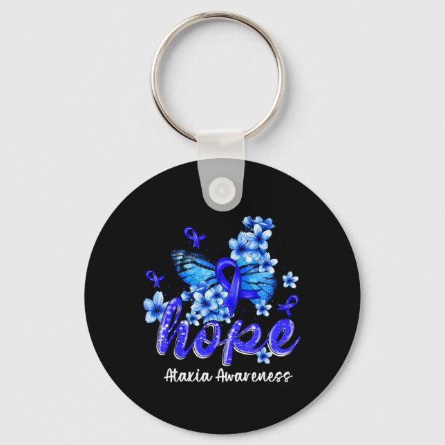 Porte-clés Espoir Papillon Ruban Bleu Sensibilisation à l'ata (Recto)