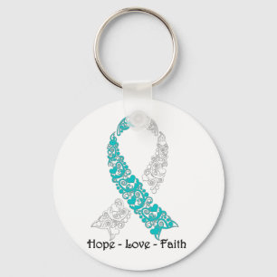 Porte-clés Espoir Teal et foi d'amour d'espoir blanc