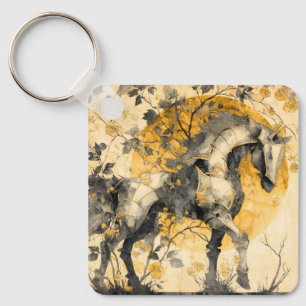 Porte-clés Esprit Botanique Vintage Cheval Blanc Fleurs Vigne
