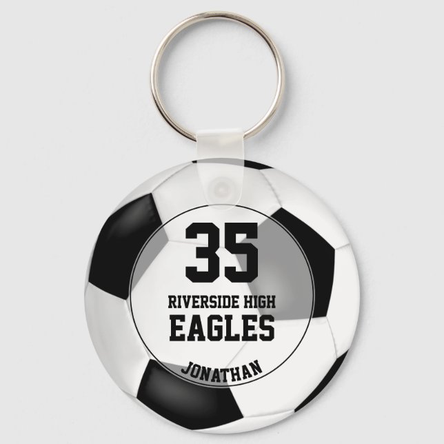 Porte-clés esprit d'équipe de football masculin noir (Recto)