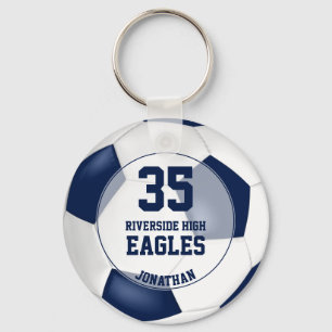 Porte-clés esprit d'équipe de garçons de football blanc bleu