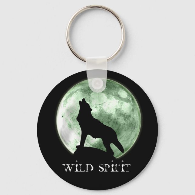 Porte-clés "Esprit sauvage" Howling Wolf (Vert) (Recto)