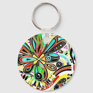 Porte-clés Esquisse Imaginaire Art - Fleurs Abstraites 3 bout