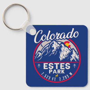 Porte-clés Estes Park Colorado Mountains Retro Sunset Ski