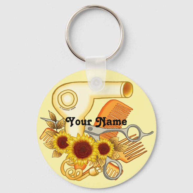 Porte-clés Esthéticienne aux tournesols (Recto)