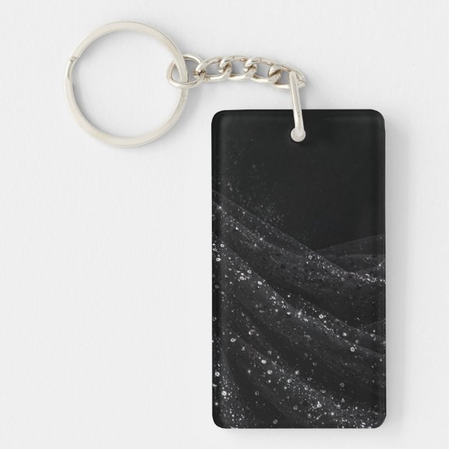 Porte-clés esthétique glamour noir et argent moder (Devant)