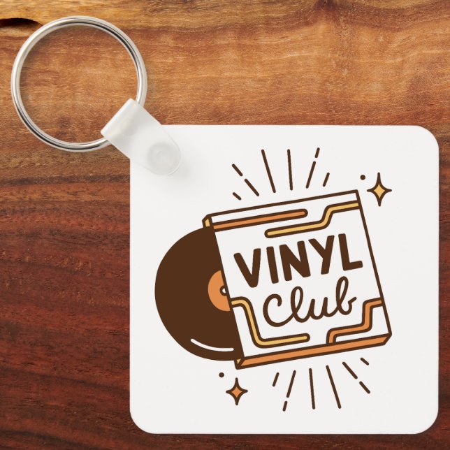 Porte-clés esthétique musicale analogique club vinyle (Recto)