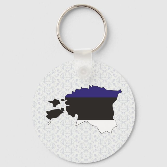 Porte-clés Estonie Carte du drapeau pleine taille (Recto)