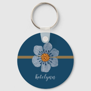 Porte-clés Et orange porte - clé personnalisé par fleur ble