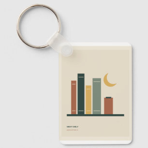 Porte-clés Étagère de nuit Livres minimaux et croissant de lu