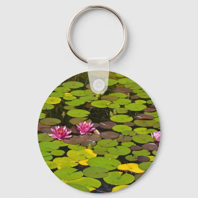 Porte-clés Etang de jardin nénuphar rose (Recto)